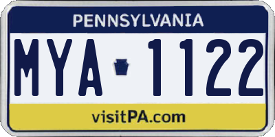 PA license plate MYA1122