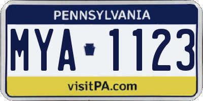 PA license plate MYA1123