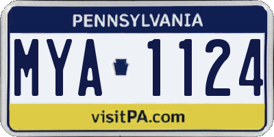 PA license plate MYA1124