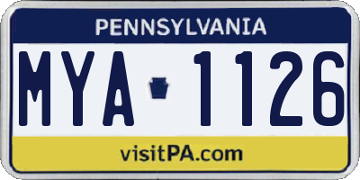 PA license plate MYA1126