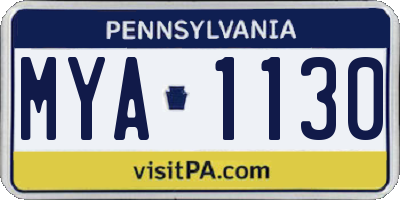 PA license plate MYA1130