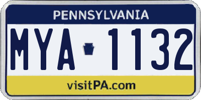 PA license plate MYA1132
