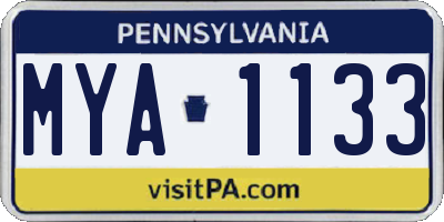 PA license plate MYA1133