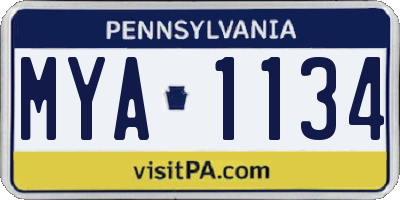 PA license plate MYA1134