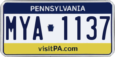 PA license plate MYA1137