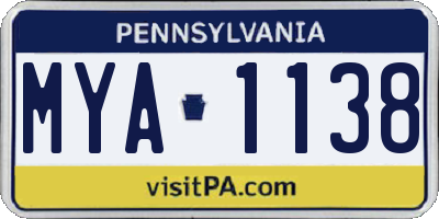 PA license plate MYA1138
