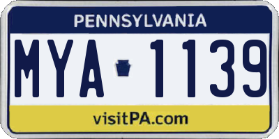 PA license plate MYA1139