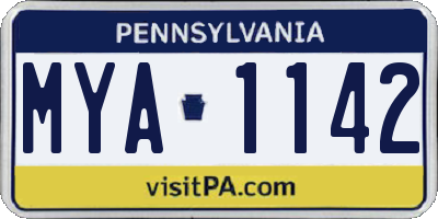 PA license plate MYA1142