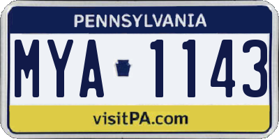 PA license plate MYA1143
