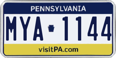 PA license plate MYA1144