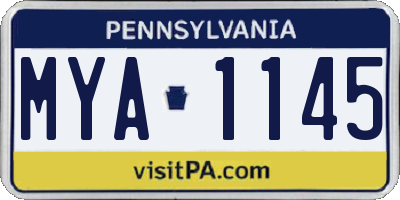 PA license plate MYA1145