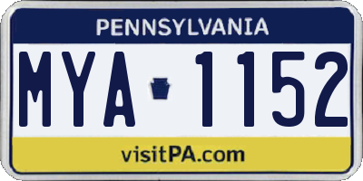 PA license plate MYA1152
