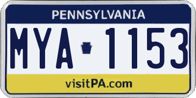 PA license plate MYA1153