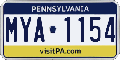 PA license plate MYA1154