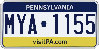 PA license plate MYA1155