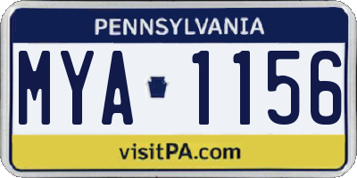PA license plate MYA1156