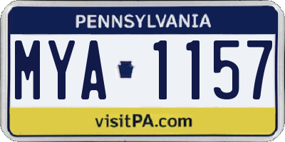 PA license plate MYA1157