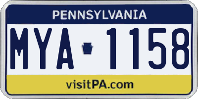 PA license plate MYA1158
