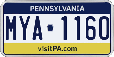 PA license plate MYA1160