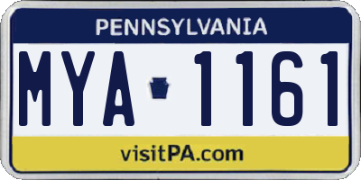 PA license plate MYA1161