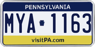 PA license plate MYA1163