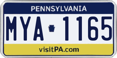 PA license plate MYA1165