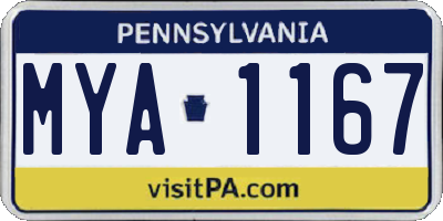 PA license plate MYA1167
