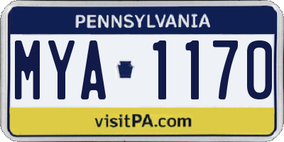 PA license plate MYA1170
