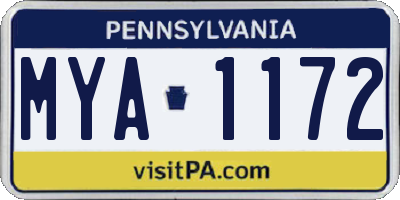 PA license plate MYA1172