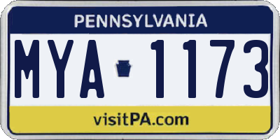 PA license plate MYA1173