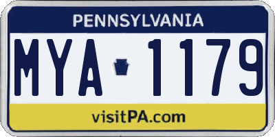 PA license plate MYA1179