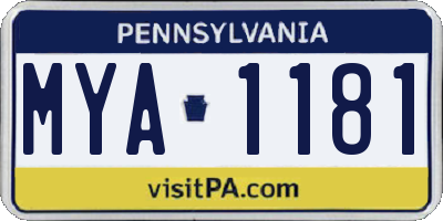 PA license plate MYA1181
