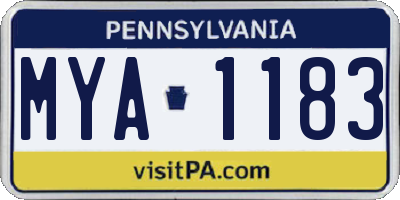 PA license plate MYA1183