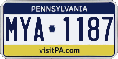 PA license plate MYA1187
