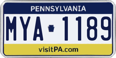 PA license plate MYA1189