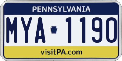 PA license plate MYA1190