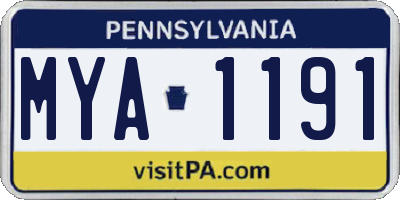 PA license plate MYA1191