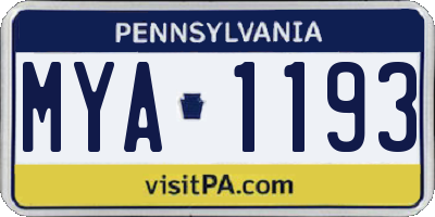PA license plate MYA1193