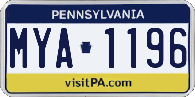PA license plate MYA1196