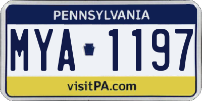 PA license plate MYA1197