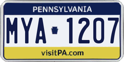 PA license plate MYA1207