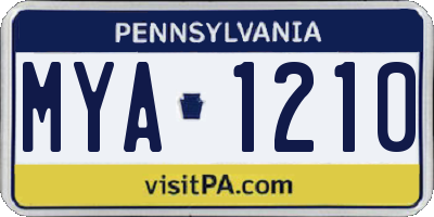 PA license plate MYA1210