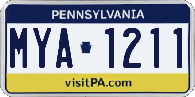 PA license plate MYA1211