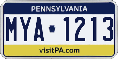 PA license plate MYA1213