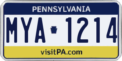 PA license plate MYA1214