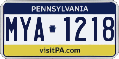 PA license plate MYA1218
