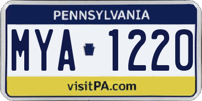 PA license plate MYA1220