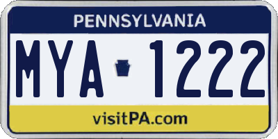 PA license plate MYA1222