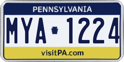 PA license plate MYA1224