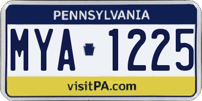 PA license plate MYA1225